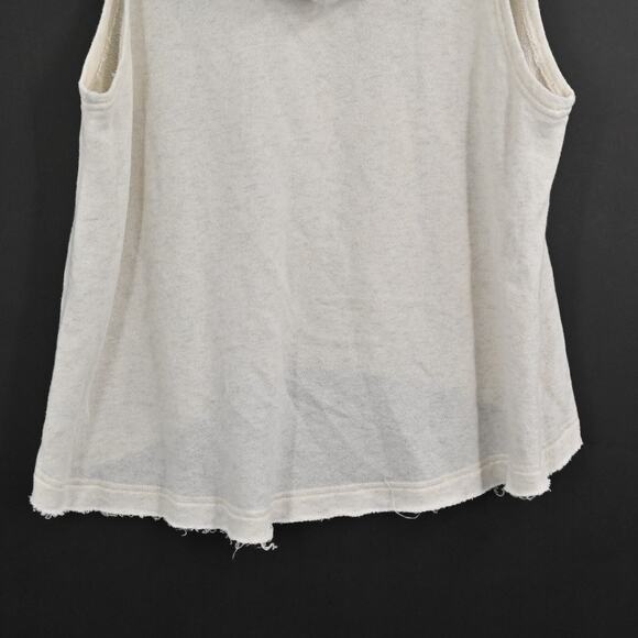 FREE PEOPLE Hoodie Womens Sz XS Vintage Beach Day Cream Coastal Boho Sleeveless - Picture 8 of 11